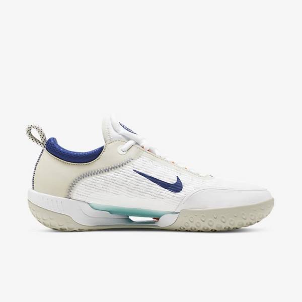 παπουτσια τενις Nike NikeCourt Zoom NXT Hard Court ανδρικα ασπρα ανοιχτο Μπεζ τυρκουάζ μπλε ρουά μπλε | NK983HWN