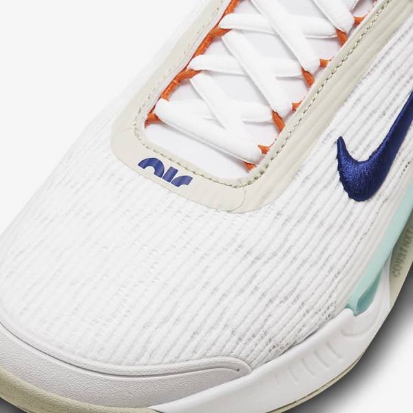 παπουτσια τενις Nike NikeCourt Zoom NXT Hard Court ανδρικα ασπρα ανοιχτο Μπεζ τυρκουάζ μπλε ρουά μπλε | NK983HWN