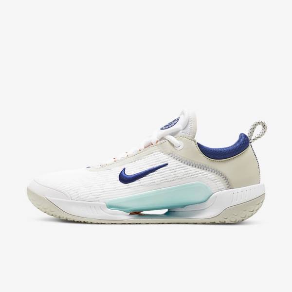 παπουτσια τενις Nike NikeCourt Zoom NXT Hard Court ανδρικα ασπρα ανοιχτο Μπεζ τυρκουάζ μπλε ρουά μπλε | NK983HWN