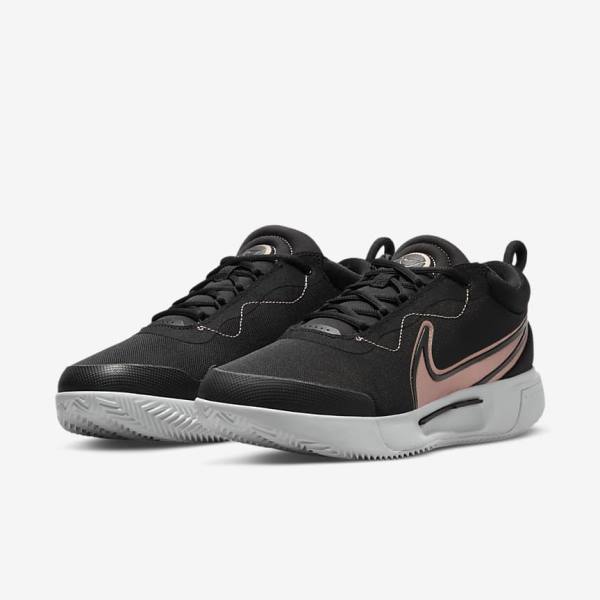 παπουτσια τενις Nike NikeCourt Zoom Pro Clay Court γυναικεια μαυρα ασπρα μεταλλικός κοκκινα καφε | NK154CNV