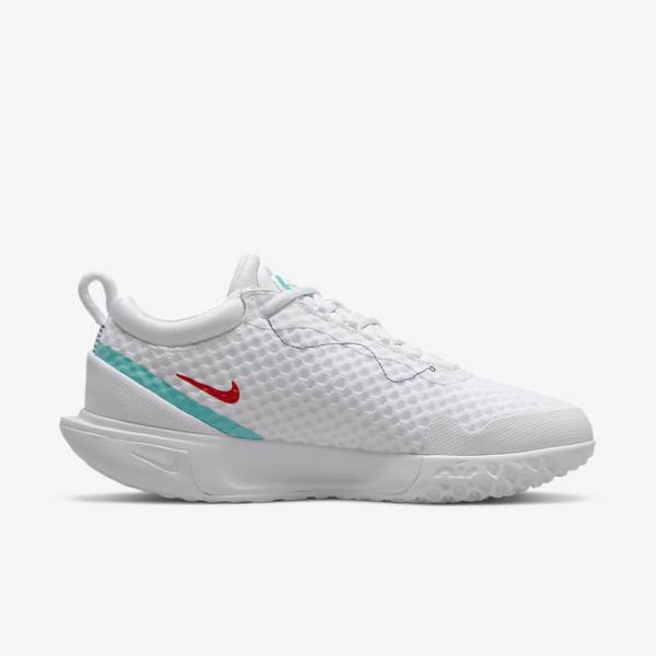 παπουτσια τενις Nike NikeCourt Zoom Pro Hard Court γυναικεια ασπρα κοκκινα μπορντο τυρκουάζ | NK594NDS