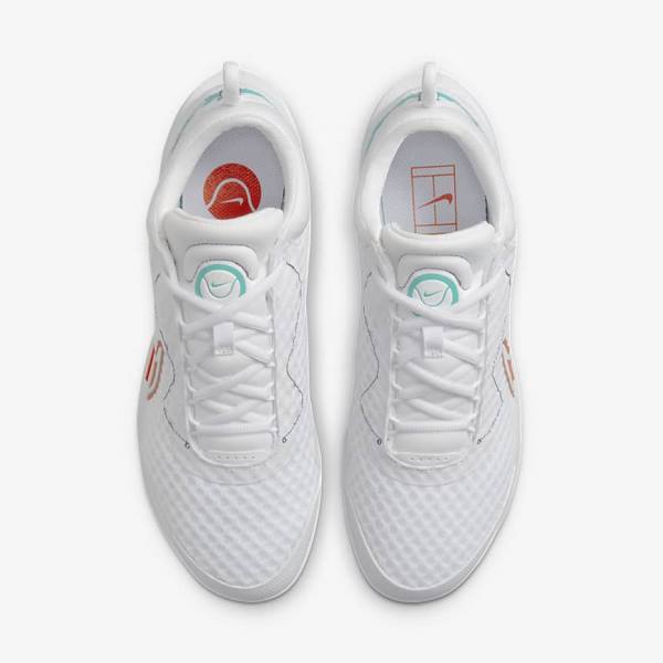 παπουτσια τενις Nike NikeCourt Zoom Pro Hard Court γυναικεια ασπρα κοκκινα μπορντο τυρκουάζ | NK594NDS