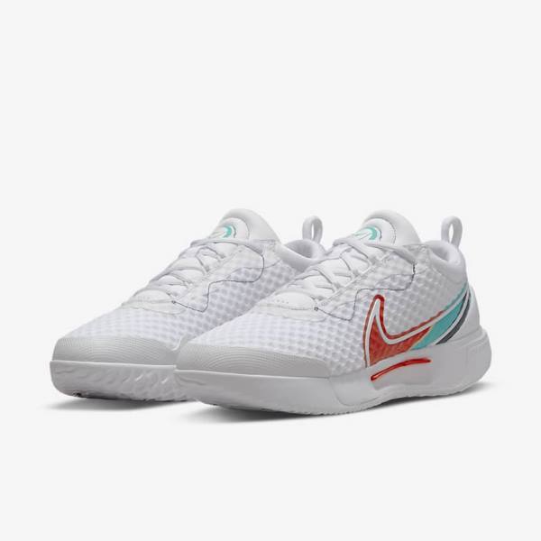 παπουτσια τενις Nike NikeCourt Zoom Pro Hard Court γυναικεια ασπρα κοκκινα μπορντο τυρκουάζ | NK594NDS