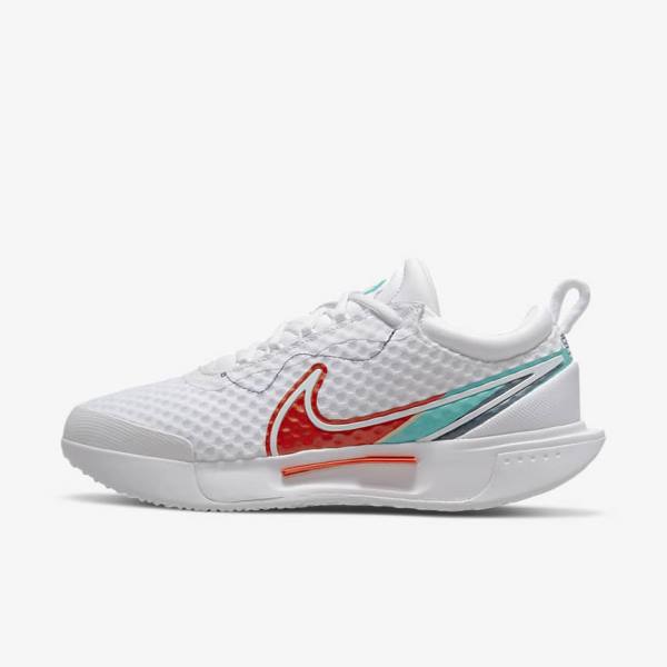 παπουτσια τενις Nike NikeCourt Zoom Pro Hard Court γυναικεια ασπρα κοκκινα μπορντο τυρκουάζ | NK594NDS