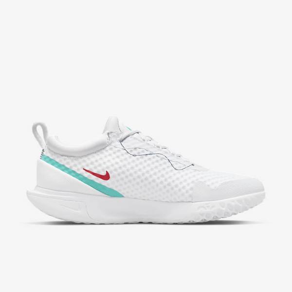 παπουτσια τενις Nike NikeCourt Zoom Pro Hard Court ανδρικα ασπρα κοκκινα μπορντο τυρκουάζ | NK783XQO