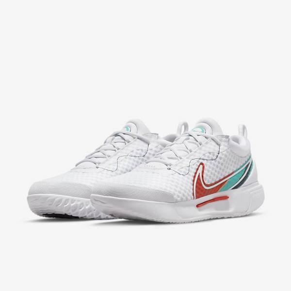 παπουτσια τενις Nike NikeCourt Zoom Pro Hard Court ανδρικα ασπρα κοκκινα μπορντο τυρκουάζ | NK783XQO