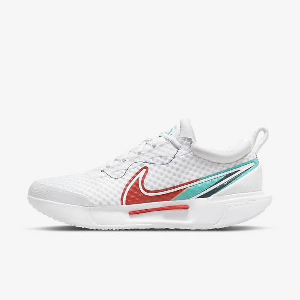 παπουτσια τενις Nike NikeCourt Zoom Pro Hard Court ανδρικα ασπρα κοκκινα μπορντο τυρκουάζ | NK783XQO