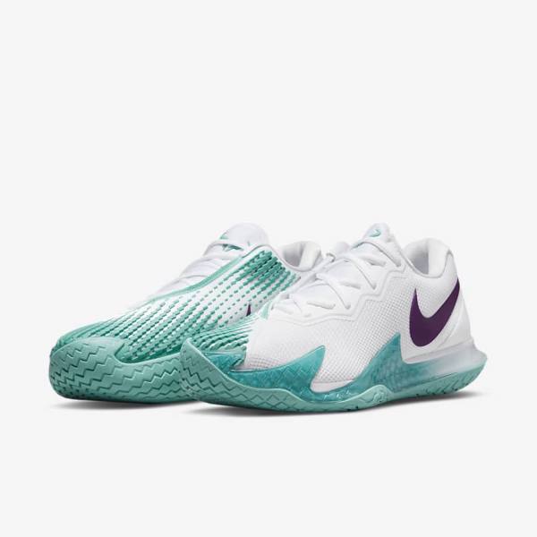 παπουτσια τενις Nike NikeCourt Zoom Vapor Cage 4 Rafa Hard Court ανδρικα ασπρα τυρκουάζ κοκκινα μωβ | NK345BHW