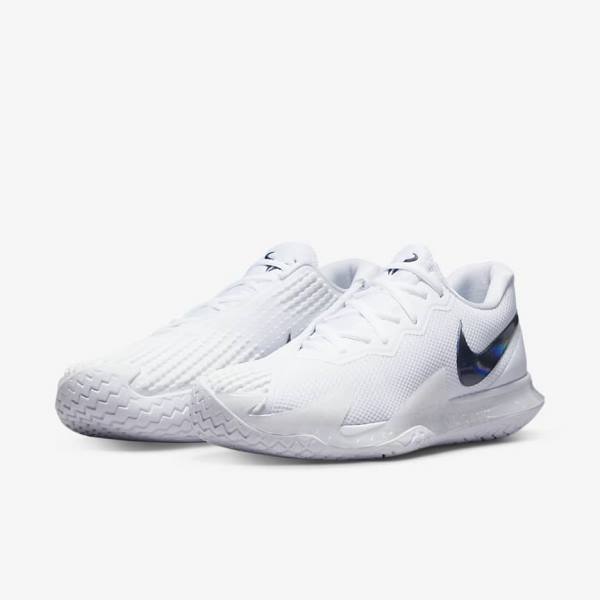 παπουτσια τενις Nike NikeCourt Zoom Vapor Cage 4 Rafa Hard Court ανδρικα ασπρα μαυρα | NK631JUZ