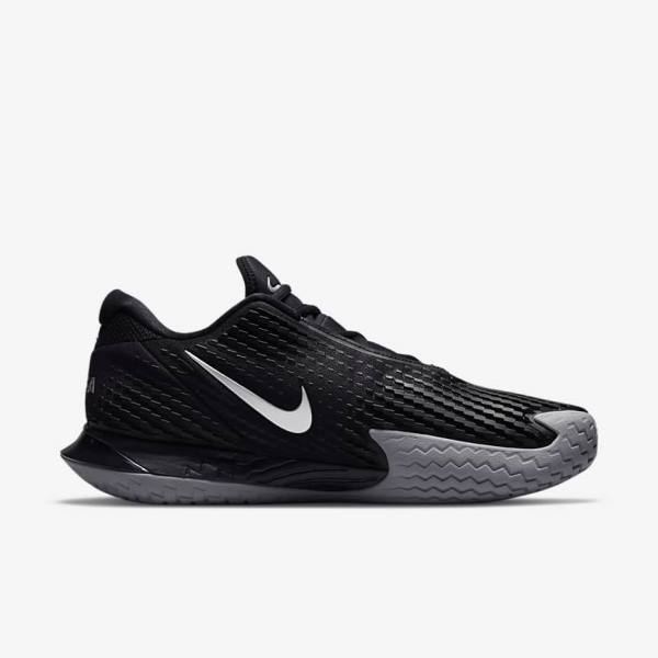 παπουτσια τενις Nike NikeCourt Zoom Vapor Cage 4 Rafa Hard Court ανδρικα μαυρα μεταλλικός ασημι | NK671ZPM