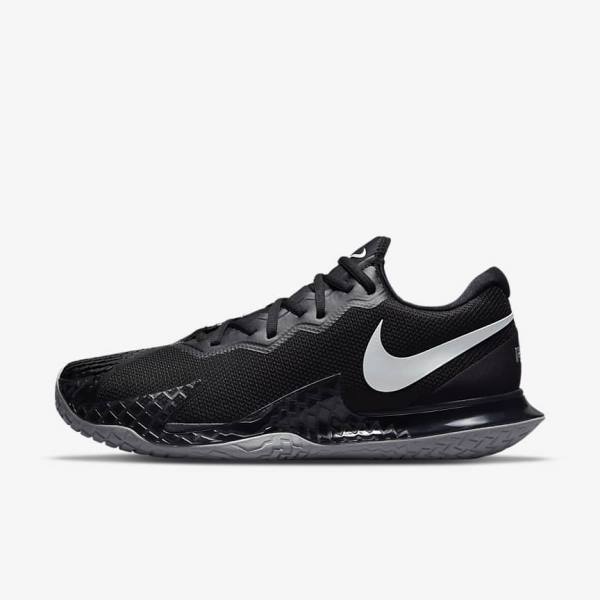 παπουτσια τενις Nike NikeCourt Zoom Vapor Cage 4 Rafa Hard Court ανδρικα μαυρα μεταλλικός ασημι | NK671ZPM