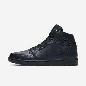 Jordan Παπουτσια Nike Air Jordan 1 Mid ανδρικα μαυρα | NK752ZWN