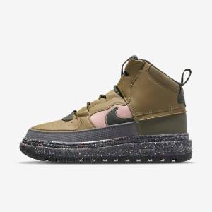 Αθλητικά Παπούτσια Nike Air Force 1 Boot ανδρικα καφε Ελιά ροζ | NK425HBC