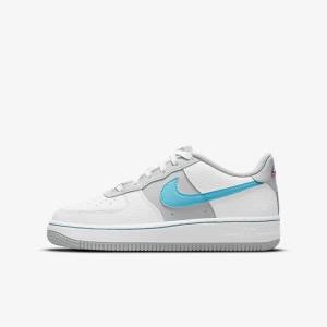 Αθλητικά Παπούτσια Nike Air Force 1 EMB Older παιδικα ασπρα γκρι τυρκουάζ μπλε | NK935GDL