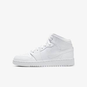 Αθλητικά Παπούτσια Nike Air Jordan 1 Mid Older παιδικα ασπρα | NK036BEY