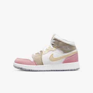 Αθλητικά Παπούτσια Nike Air Jordan 1 Mid SE Older παιδικα ασπρα πρασινο | NK795RLB