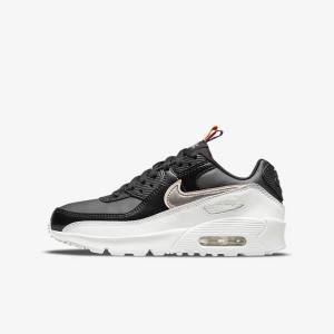 Αθλητικά Παπούτσια Nike Air Max 90 LTR SE Older παιδικα μαυρα ασπρα μεταλλικός μπλε γκρι | NK591DCM