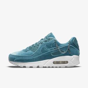 Αθλητικά Παπούτσια Nike Air Max 90 Premium γυναικεια γκρι πρασινο μεταλλικός ασημι ασπρα γκρι πρασινο | NK490IHC