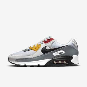 Αθλητικά Παπούτσια Nike Air Max 90 Premium ανδρικα ασπρα γκρι μαυρα | NK659KQL