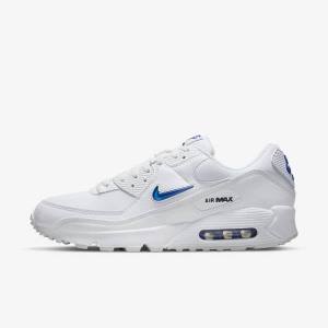 Αθλητικά Παπούτσια Nike Air Max 90 ανδρικα ασπρα μαυρα μπλε ρουά | NK851GMN