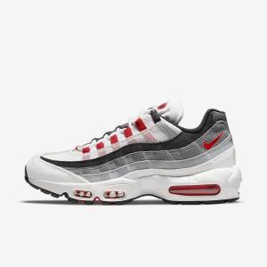 Αθλητικά Παπούτσια Nike Air Max 95 ανδρικα ασπρα ανοιχτο γκρι κοκκινα | NK845FBW