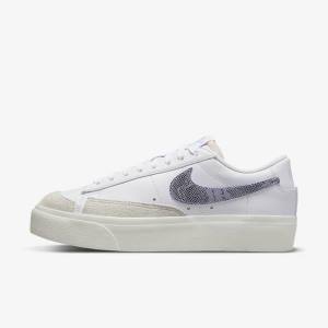 Αθλητικά Παπούτσια Nike Blazer Low flatforms γυναικεια ασπρα ανοιχτο μπλε | NK584QEM