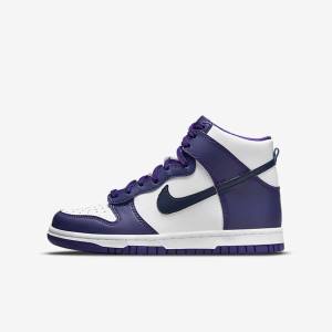 Αθλητικά Παπούτσια Nike Dunk High Older παιδικα ασπρα μωβ σκουρο μπλε | NK458UVZ