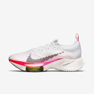 παπουτσια για τρεξιμο Nike Air Zoom Tempo NEXT% Flyknit δρομου ανδρικα ασπρα κοραλι ροζ μαυρα | NK284HML