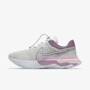 παπουτσια για τρεξιμο Nike React Infinity Run 3 By You Custom δρομου γυναικεια γκρι Πλατίνα γκρι | NK453OBM