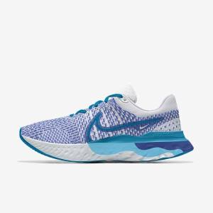 παπουτσια για τρεξιμο Nike React Infinity Run 3 By You Custom δρομου ανδρικα ασπρα μπλε ασπρα | NK571GAY