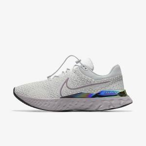 παπουτσια για τρεξιμο Nike React Infinity Run 3 By You Custom δρομου ανδρικα γκρι Πλατίνα γκρι | NK716SQT