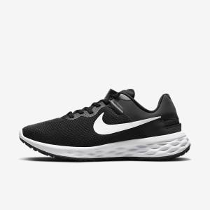 παπουτσια για τρεξιμο Nike Revolution 6 FlyEase Next Nature Easy On-Off δρομου γυναικεια μαυρα σκούρο γκρι ασπρα | NK245VZR