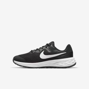 παπουτσια για τρεξιμο Nike Revolution 6 Older δρομου παιδικα μαυρα σκούρο γκρι ασπρα | NK253WOS