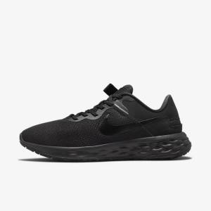 παπουτσια για τρεξιμο Nike Revolution 6 FlyEase Next Nature Easy-On-And-Off δρομου (Extra φαρδια) ανδρικα μαυρα σκούρο γκρι | NK416NYA