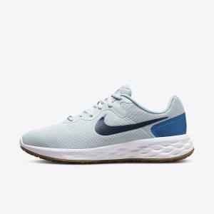παπουτσια για τρεξιμο Nike Revolution 6 (Extra φαρδια) ανδρικα Πλατίνα σκούρο μπλε μπλε | NK516TPQ