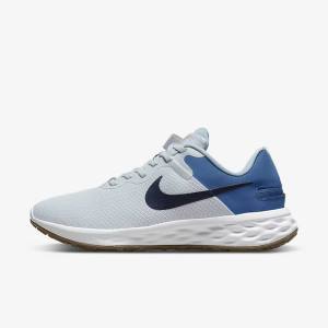 παπουτσια για τρεξιμο Nike Revolution 6 FlyEase Next Nature Easy-On-And-Off δρομου (Extra φαρδια) ανδρικα Πλατίνα σκούρο μπλε μπλε | NK628GND