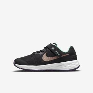 παπουτσια για τρεξιμο Nike Revolution 6 FlyEase Older Easy On-Off δρομου παιδικα μαυρα μεντα μωβ μεταλλικός κοκκινα καφε | NK654RZA