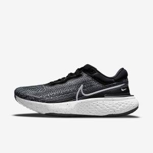 παπουτσια για τρεξιμο Nike ZoomX Invincible Run Flyknit δρομου ανδρικα ασπρα μαυρα ασπρα | NK704VCW