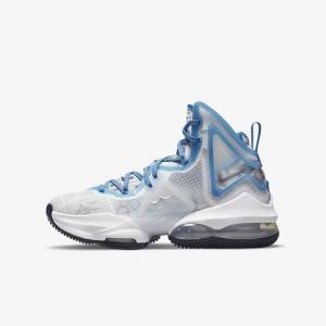 παπουτσια μπασκετ Nike LeBron 19 Older παιδικα ασπρα μπλε | NK814UAJ