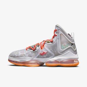 παπουτσια μπασκετ Nike LeBron 19 γυναικεια γκρι πορτοκαλι ανοιχτο κοκκινα πρασινο | NK436KFL