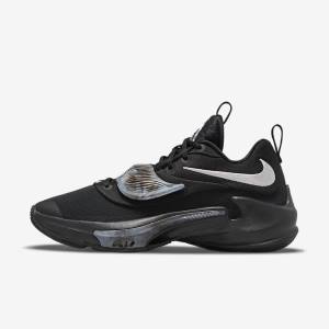 παπουτσια μπασκετ Nike Zoom Freak 3 ανδρικα μαυρα γκρι ροζ μεταλλικός ασημι | NK208SAU