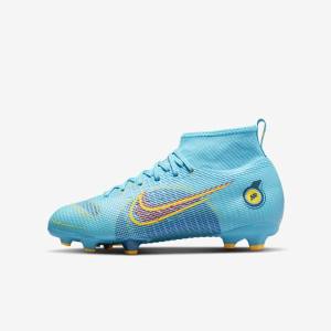 παπουτσια ποδοσφαιρου Nike Jr. Mercurial Superfly 8 Pro FG Younger and Older Firm-Grounds παιδικα μπλε πορτοκαλι | NK365IPL