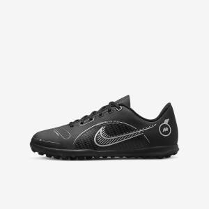 παπουτσια ποδοσφαιρου Nike Jr. Mercurial Vapor 14 Club TF Older Kids Turf παιδικα μαυρα γκρι μεταλλικός ασημι | NK736CKJ