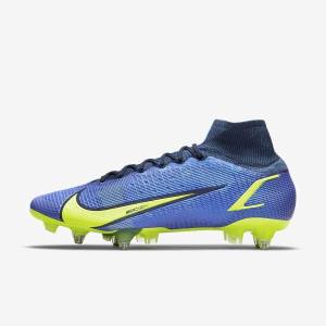 παπουτσια ποδοσφαιρου Nike Mercurial Superfly 8 Elite SG-Pro AC Soft-Ground γυναικεια μπλε | NK425KAH