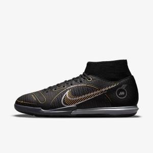 παπουτσια ποδοσφαιρου Nike Mercurial Superfly 8 Academy IC Indoor-Court γυναικεια μαυρα μεταλλικός ασημι γκρι μεταλλικός χρυσο χρωμα | NK871FRZ