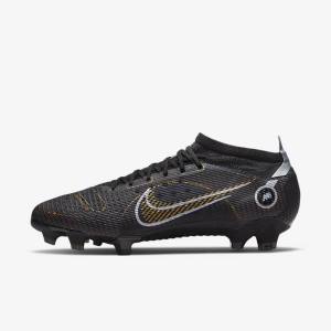 παπουτσια ποδοσφαιρου Nike Mercurial Vapor 14 Pro FG Firm-Ground ανδρικα μαυρα μεταλλικός ασημι γκρι μεταλλικός χρυσο χρωμα | NK537VRN