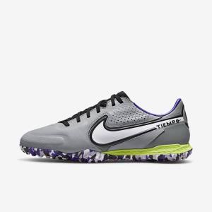 παπουτσια ποδοσφαιρου Nike React Tiempo Legend 9 Pro TF Turf ανδρικα ανοιχτο γκρι ασπρα | NK017ALE