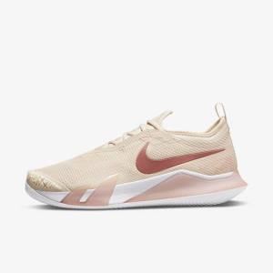 παπουτσια τενις Nike NikeCourt React Vapor NXT Clay Court γυναικεια ασπρα κοραλι κοκκινα | NK708ZHG