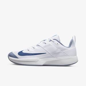 παπουτσια τενις Nike NikeCourt Vapor Lite Hard Court ανδρικα ασπρα σκουρο μπλε | NK591VNG