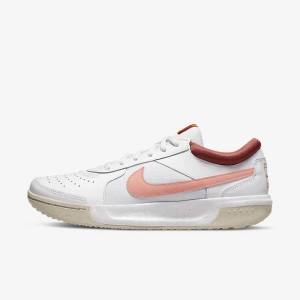 παπουτσια τενις Nike NikeCourt Zoom Lite 3 γυναικεια ασπρα κοκκινα ασπρα ανοιχτο | NK185LUK